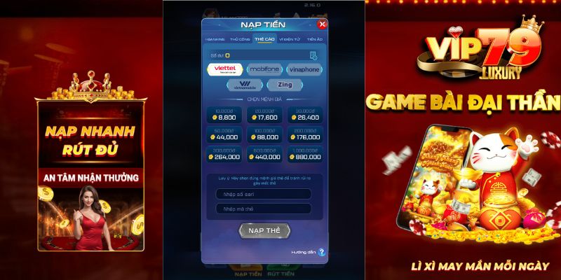 Hướng dẫn nạp tiền VIP79 qua thẻ cào