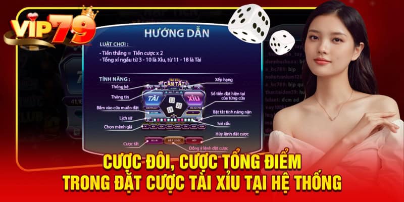 Cược đôi, cược tổng điểm trong đặt cược tài xỉu tại hệ thống